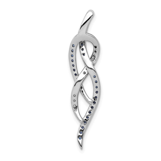 14k White Gold 1/3 carat Blue and White Diamond Fancy Chain Slide