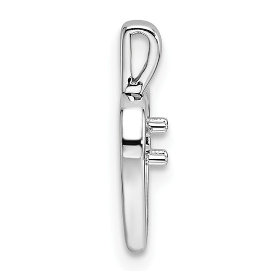 14k White Gold Holds 1-2.3mm Stone Heart Pendant Mounting