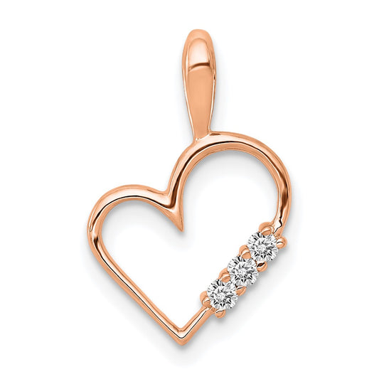 Diamond 3-Stone Heart Pendants