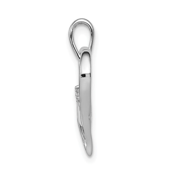 14k White Gold .02 carat AA Diamond Heart Pendant