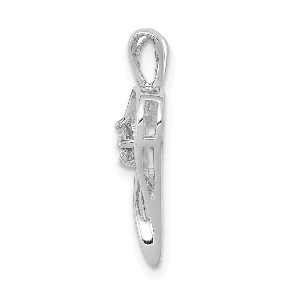 14k White Gold 1/10 carat AA Diamond Heart Pendant