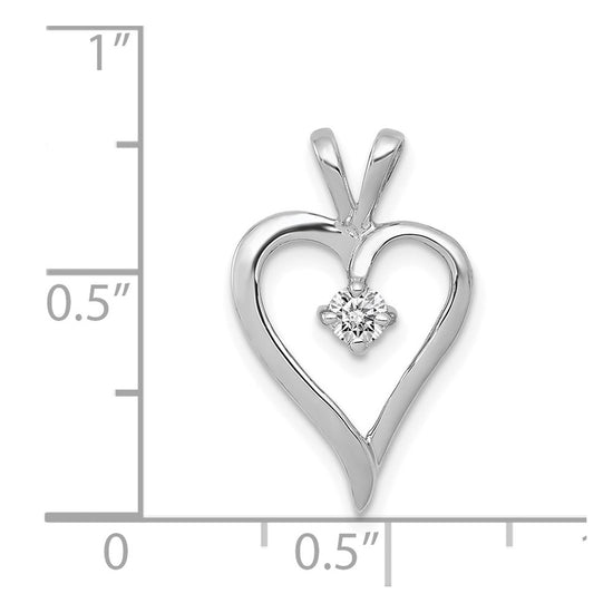 14k White Gold 1/10 carat AA Diamond Heart Pendant