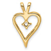 14k Holds 1-3.0mm Stone Heart Pendant Mounting