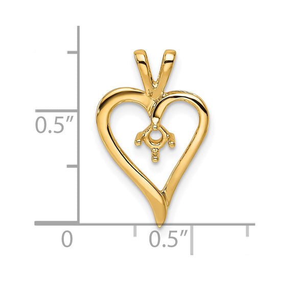 14k Holds 1-3.0mm Stone Heart Pendant Mounting