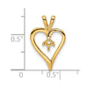 14k Holds 1-3.0mm Stone Heart Pendant Mounting