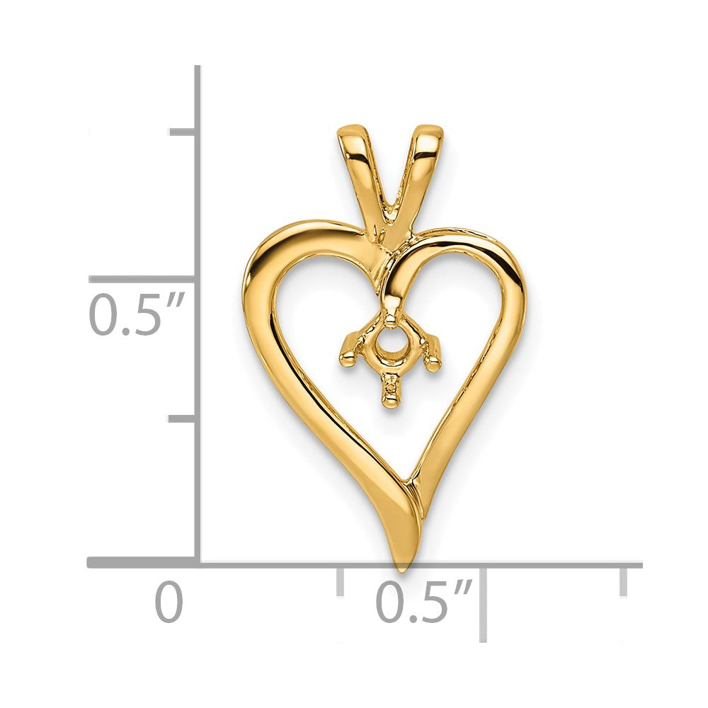14k Holds 1-3.0mm Stone Heart Pendant Mounting