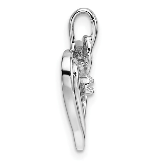 14k White Gold Holds 1-1.4mm Stone Heart Pendant Mounting