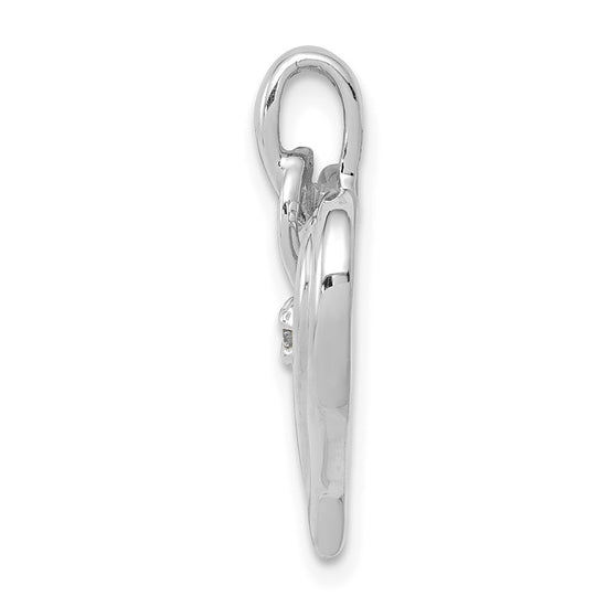 14k White Gold .01 carat AA Diamond Heart Pendant