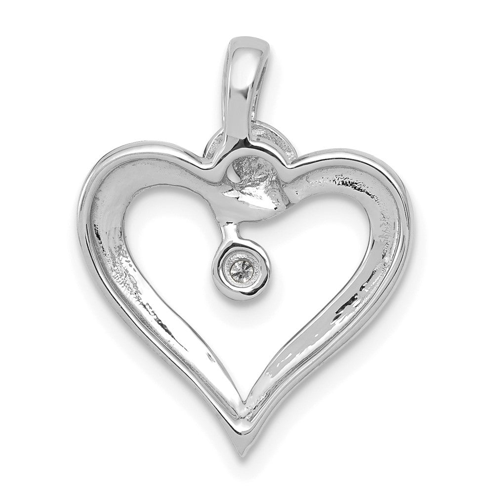 14k White Gold .01 carat AA Diamond Heart Pendant
