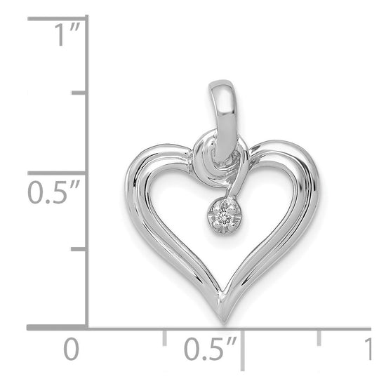14k White Gold .01 carat AA Diamond Heart Pendant