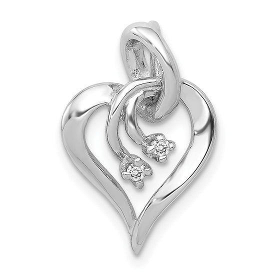 14k White Gold 1/20 carat AA Diamond Fancy Heart Pendant