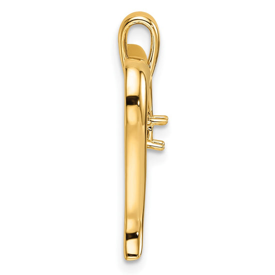 14k Holds 1-2.9mm Stone Heart Pendant Mounting