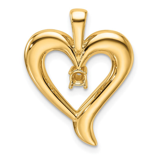 14k Holds 1-2.9mm Stone Heart Pendant Mounting