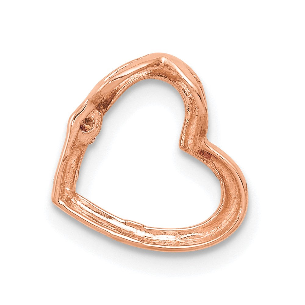 14k Rose Gold Holds 1/1.7mm Stone Heart Chain Slide Mounting
