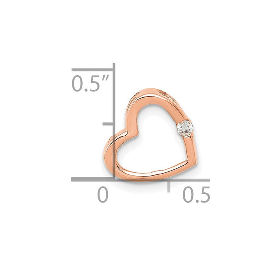 14k Rose Gold Holds 1/1.7mm Stone Heart Chain Slide Mounting