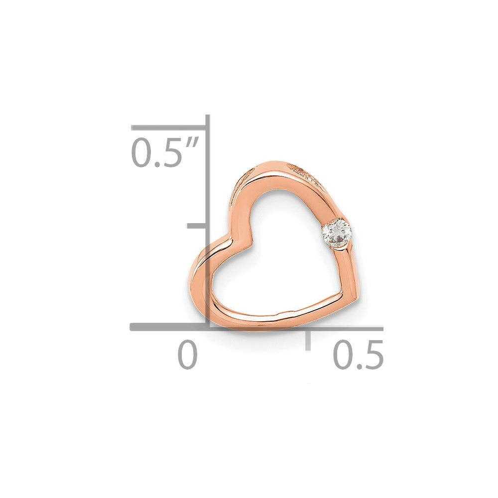 14k Rose Gold Holds 1/1.7mm Stone Heart Chain Slide Mounting