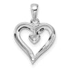 14k White Gold Holds 1-1.6mm Stone Heart Pendant Mounting
