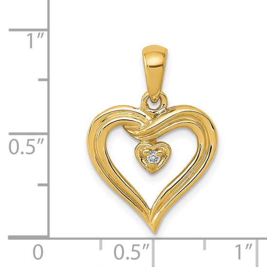 14k AA Diamond Heart Pendants
