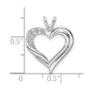 14k White Gold Holds 2-1.4mm/2-1.6mm Stones Heart Pendant Mounting