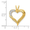 14k Holds 2-1.4mm/2-1.6mm Stones Heart Pendant Mounting
