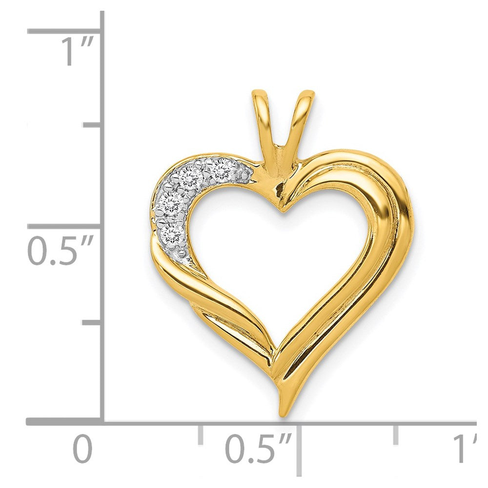 14k Holds 2-1.4mm/2-1.6mm Stones Heart Pendant Mounting
