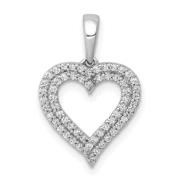 14k White Gold 1/4 carat Diamond 2-row Heart Pendant