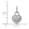 14k White Gold 1/5 carat Pave Diamond Fancy Heart Pendant