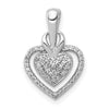 14k White Gold 1/5 carat Pave Diamond Fancy Double Heart Chain Slide