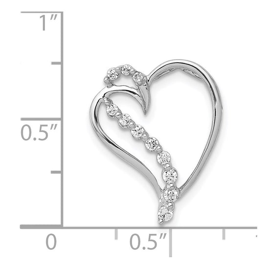 14k White Gold 1/6 carat Diamond Heart Chain Slide