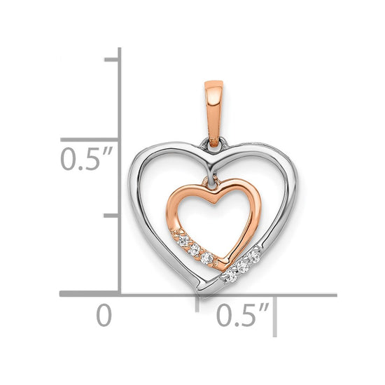 Gold Double Heart Diamond Pendant