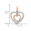 10Kt White w/ Rose Gold Heart Charm Diamond Heart Pendant