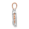 14kt White and Rose Gold Dangling Heart in Diamond Heart Pendant