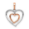 14kt White and Rose Gold Dangling Heart in Diamond Heart Pendant