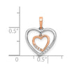 14kt White and Rose Gold Dangling Heart in Diamond Heart Pendant