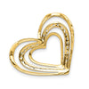 14k and White Rhodium .01 carat Diamond Triple Heart Chain Slide