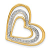 14k and White Rhodium .01 carat Diamond Triple Heart Chain Slide