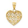 14k and White Rhodium 1/2 point Diamond Filigree Heart Pendant