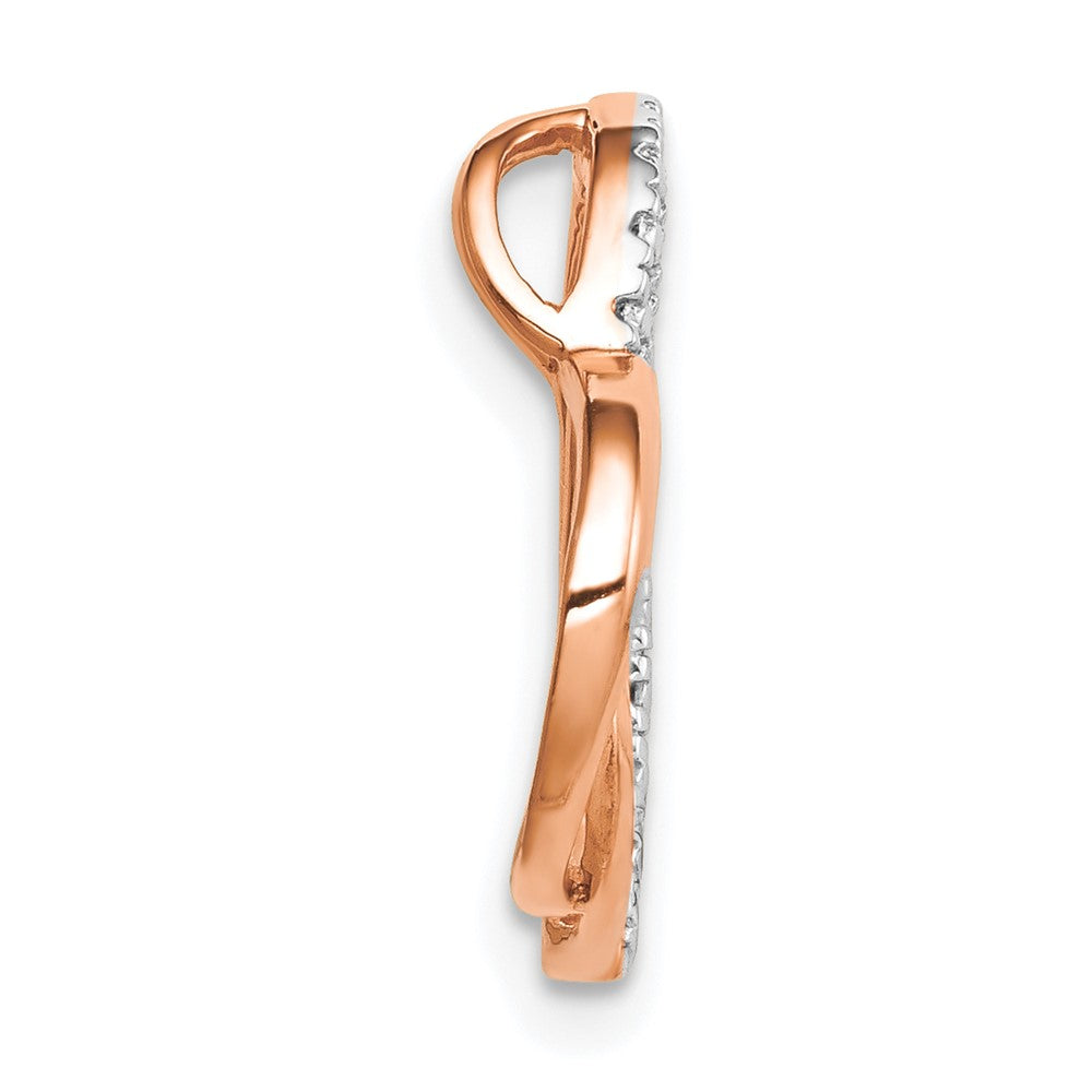 14k Rose Gold .01 carat Diamond Double Heart Chain Slide