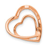 14k Rose Gold .01 carat Diamond Double Heart Chain Slide