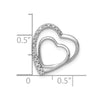 14k White Gold .01 carat Diamond Double Heart Chain Slide