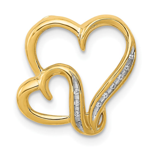 14k .03 carat Diamond Double Heart Chain Slide