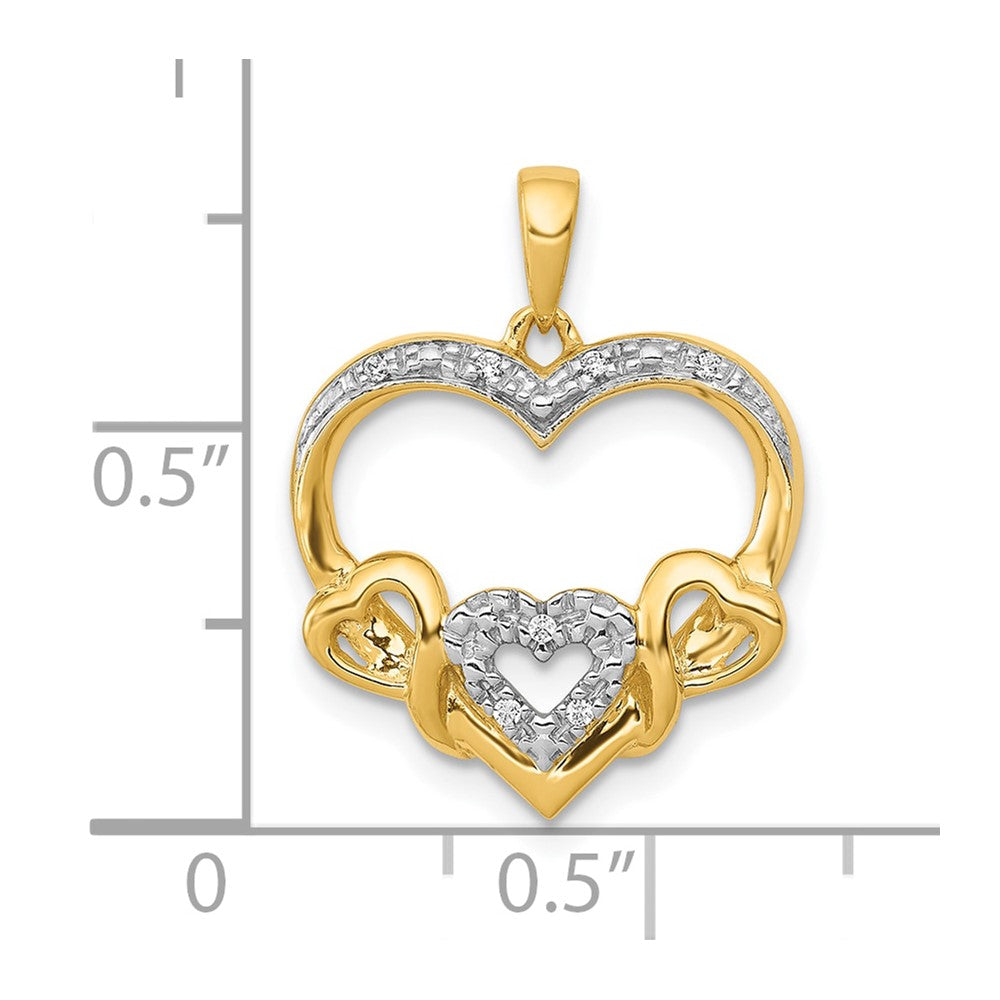 Gold Hearts with Diamonds Pendant