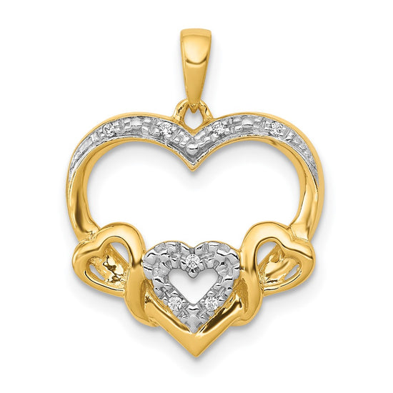 Gold Hearts with Diamonds Pendant