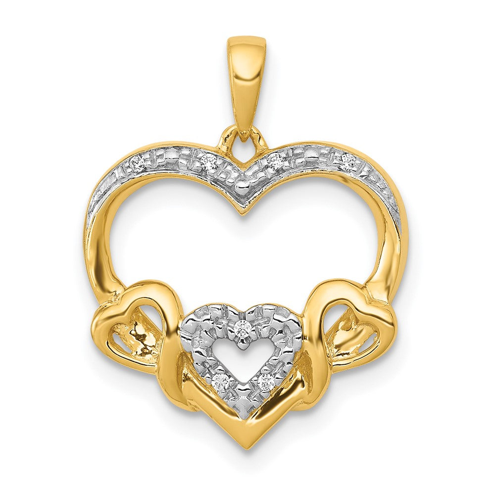 Gold Hearts with Diamonds Pendant