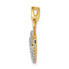 14k Two-Tone 1/10 carat Diamond Double Heart Chain Slide