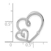 14k White Gold 1/20 carat Diamond Double Hearts Chain Slide