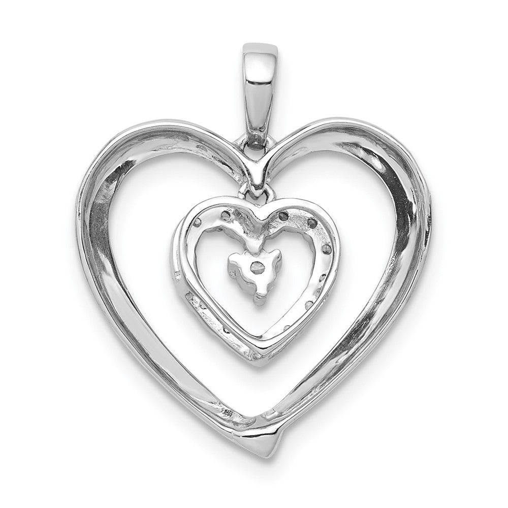 14k White Gold 1/10 carat Diamond Heart Dangle Pendant
