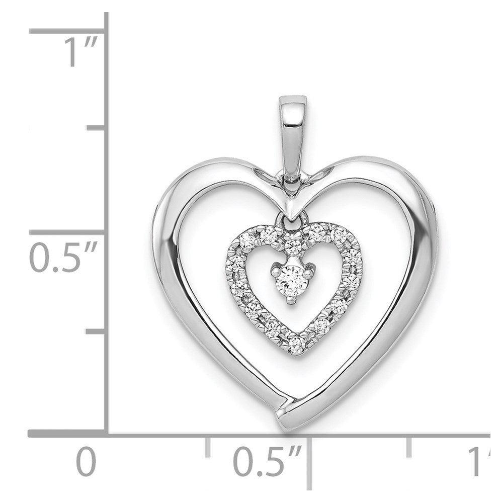 14k White Gold 1/10 carat Diamond Heart Dangle Pendant