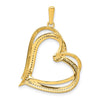 14k and White Rhodium 1/6 carat Diamond Double Heart Pendant
