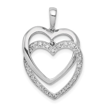14k White Gold 1/10 carat Diamond Entwined Hearts Pendant